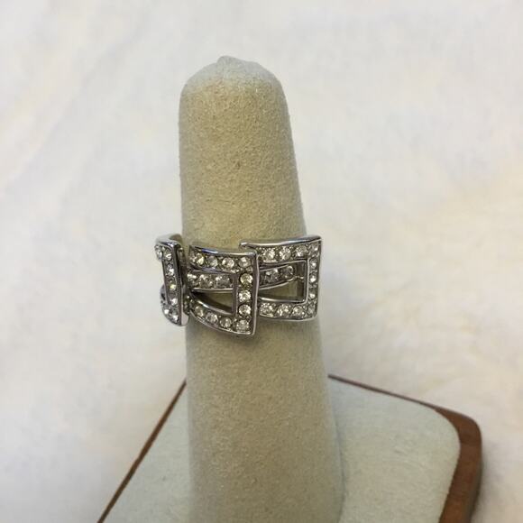 Silver Trio-Crystal Rows Ring - Picture 3 of 8